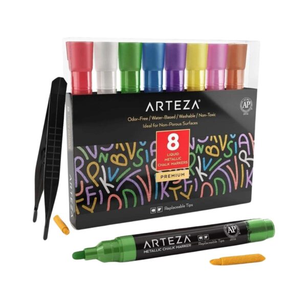 ARTEZA (Metallic) Liquid Chalk Pens For Chalkboard (Pack of 8)