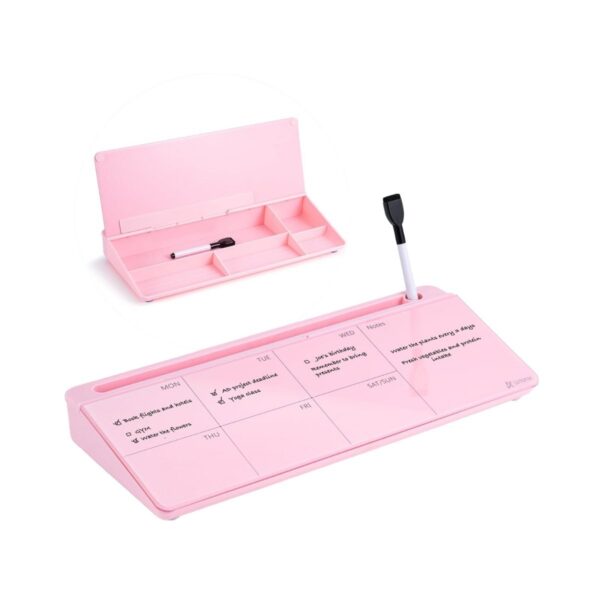 Weekly Planner Desktop Glass Board for Kids (Pink - 9 x 16 Inch)
