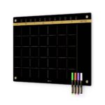 Magnetic Black Glass Board Organizer For Kids Wall -17 x 24 Inch