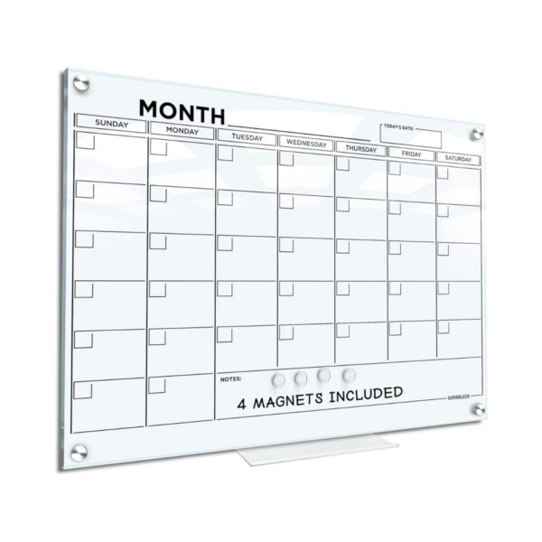 Magnetic Monthly Glass Board Planners For Kids - 24 x 36 Inch